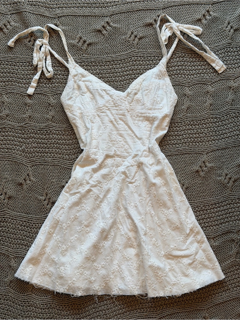ARE YOU AM I White Tie-Shoulder Mini Dress